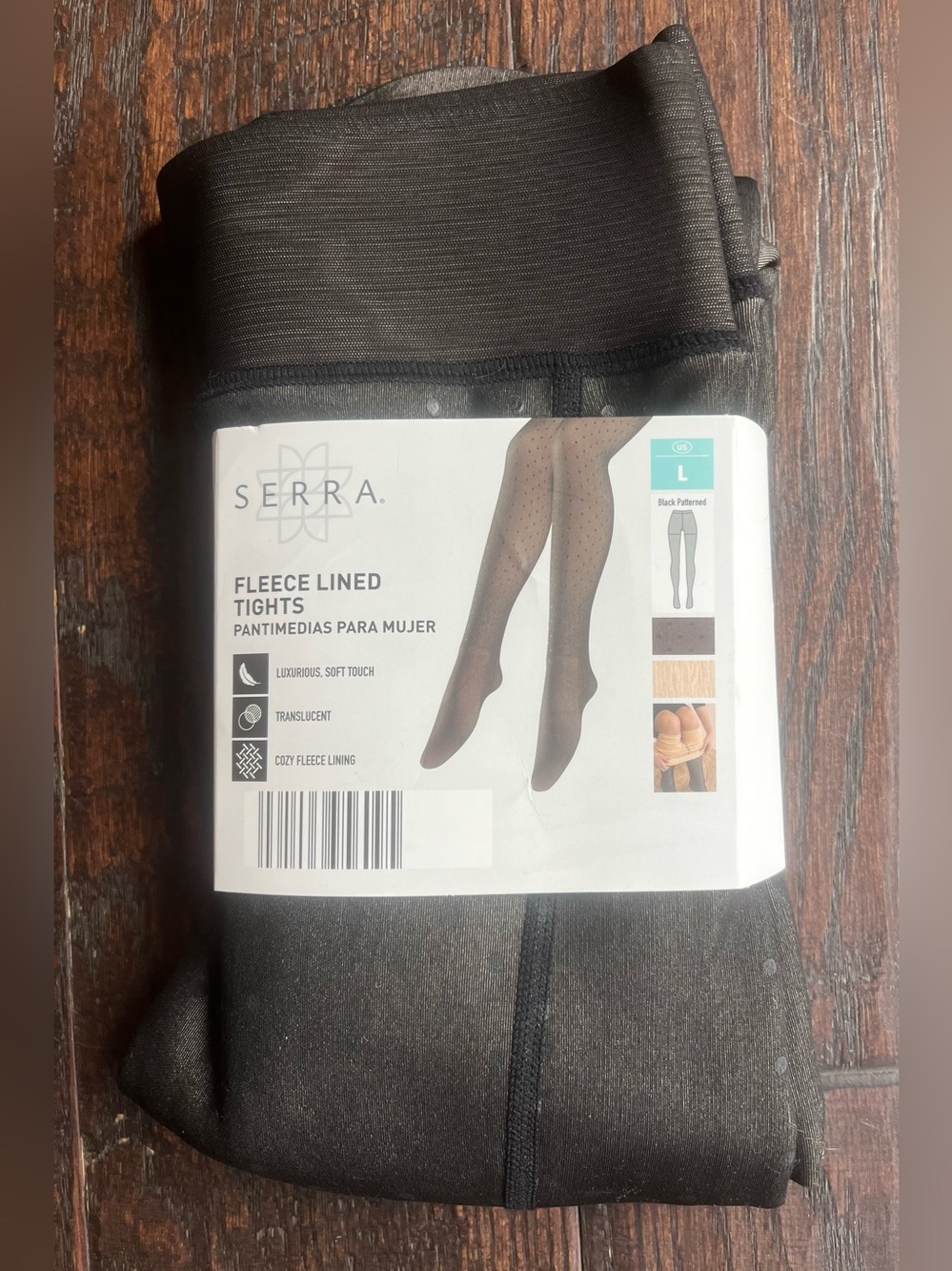 Serra Black Patterned Tights Fleece